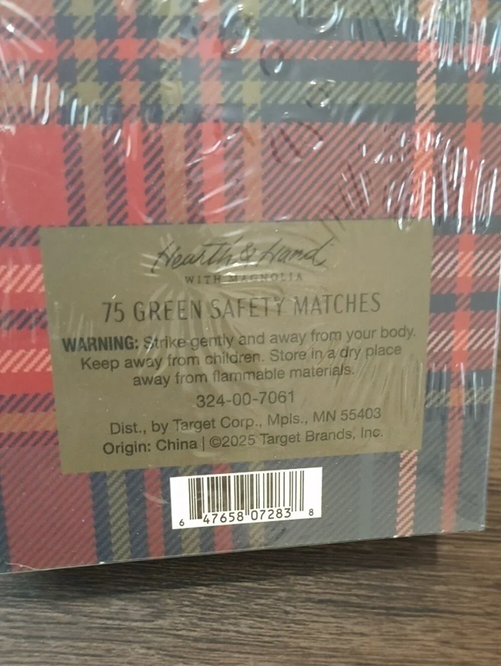 Hearth & Hand Red and Green Plaid Matchbox 75ct. 2 Boxes NWT